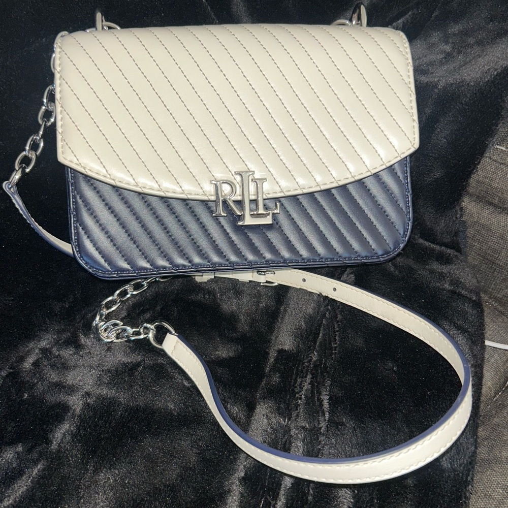 Lauren Ralph Lauren White and Blue Crossbody Bag